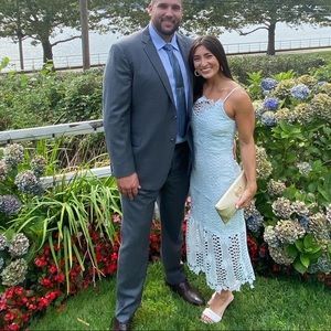 Blue eyelet midi dress